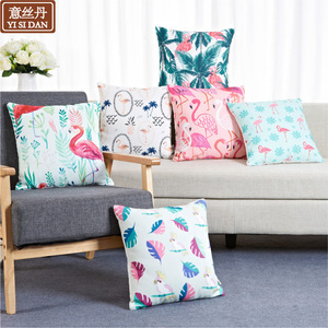 ยี่ ซี ด่าน หมอนอิงตกแต่งลายฟลามิงโก รูปทรงสี่เหลี่ยม ซักได้ สำหรับโซฟา ห้องนอน ตกแต่งบ้าน - Product Image 1