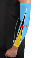 Manchon de bras personnalisé avec drapeau national de Sainte-Lucie, couvre-bras élastique imprimé pour la pêche, la randonnée, le cyclisme, l'école et les trajets quotidiens