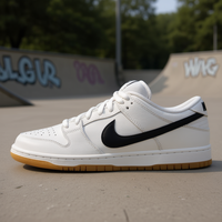 Chaussures de skateboard SB Dunk Low Pro White Gum en cuir véritable, à lacets, respirantes, décontractées pour le printemps, avec semelle intermédiaire en EVA solide et empeigne en caoutchouc et mesh.
