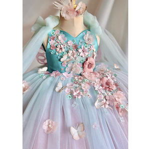 Vestido De Princesa De Encaje Con Lazo Para Niñas, Largo Hasta El Suelo, Ideal Para Primera Comunión, Boda, Halloween, Cumpleaños Y Sesiones De Fotos