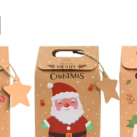Sac cadeau en papier kraft de Noël, sac de shopping en papier imprimé Joyeux Noël, boîte d'emballage pour bonbons de Noël