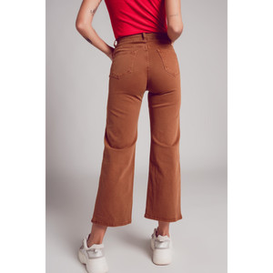 Jeans a Gamba Larga in Marrone Cammello - Product Image 2