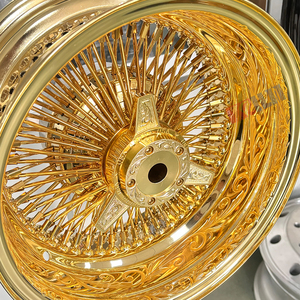 Jantes à rayons gravées 13 pouces Or Luxe Acier Chromé 3 ans Garantie Voiture Classique Haute Capacité de Charge Roues 10mm - Product Image 4