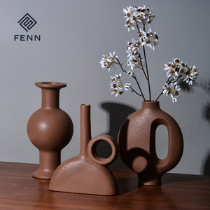 FENN vintage vasos arte minimalista decoración del hogar cerámica <span class=keywords><strong>JARRON</strong></span> rústico estilo antiguo retro arcilla jarrón flores decoración de cerámica hecha a mano - Product Image 2