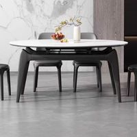 Ensemble table et chaises de salle à manger rectangulaire en bois massif avec plateau en marbre, style nordique moderne, extensible et pliable, 4-8 places, pour hôtel