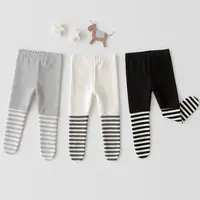 יוניסקס תינוק פסים רגל חותלות תינוק כותנה טלאי מכנסיים חמוד קטן פעוט גרביונים גרבי בוטיק