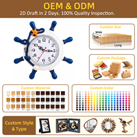 Jam Dinding Kayu Kustom Bergaya Mediterania, Dekorasi Rumah, Hadiah Kreatif Dari Produsen Terkemuka