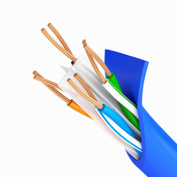 Cable de Red Ethernet LAN con Conector RJ45, Cable de Cobre Desnudo de 24 AWG, Cable de Conexión UTP Cat5e para Comunicación