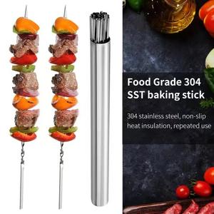 Iğne Kabob izgara düz barbekü çatal açık kamp barbekü şişleri paslanmaz çelik rosto çubukları piknik şiş barbekü aleti - Product Image 6