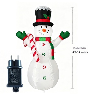 1.2-Meter Christmas <b>Inflatable</b> Snowman Cane Candy LED Luminous Air Model Outdoor Courtyard Holiday Decoration Ornament - Product Image 5