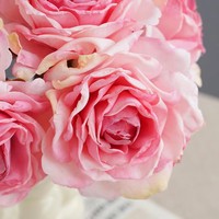 Bouquet de roses artificielles vintage en vrac, directement de l'usine, 35 cm, fleurs en soie pour la décoration intérieure des hôtels et des tables de mariage