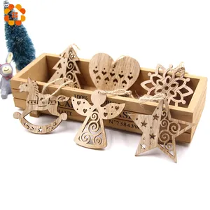 Wooden Christmas Ornaments a variety of styles of colorful fun Christmas pendants wood chips