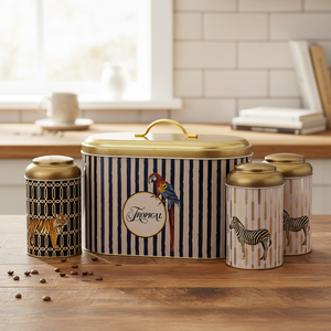 ชุดกล่องดีบุกทรงกลม4ชิ้นฝาโดมชุดซาฟารีดีไซน์ซาฟารี - Product Image 3