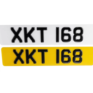 Coppia di Targhe Auto 3D in Gel Omologate per Strade UK |   Conforme a BS <span class=keywords><strong>AU</strong></span> 145e |   Lettere a cupola nere lucide |   Carattere Charles Wright - Product Image 1