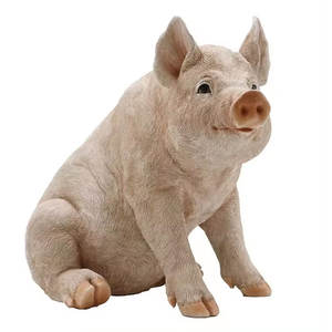 ガーデンレジン工芸品 ファイバーグラス製豚の置物 動物の装飾 かわいい等身大レジンガーデン豚の置物 - Product Image 5