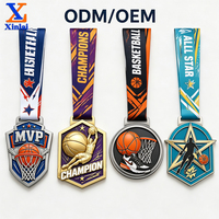 Médailles de basket-ball personnalisées en alliage de zinc plaqué or, argent et bronze, récompenses sportives avec ruban, cadeaux souvenirs gravés sur mesure
