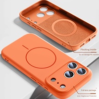 Applicable à l'iPhone 17 ProMax coque de téléphone caméra bouton intégré tout compris 16 15 14 étui en silicone liquide magnétique orange