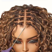 Pelucas de cabello humano rizado trenzado estilo pixie con reflejos, peluca bob de cabello humano corto virgen vietnamita, pelucas trenzadas con encaje HD, proveedor de cabello humano