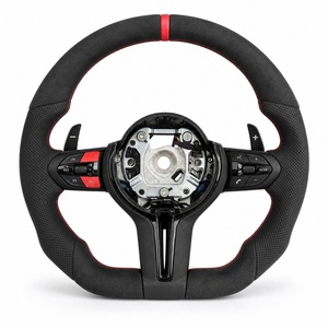 Volante Deportivo <span class=keywords><strong>de</strong></span> Alcántara con Detalles Rojos Estilo M para BMW F10 F15 F36 F01 F20 F22 F25, con Franja Superior Roja y Controles Multifunción - Product Image 3