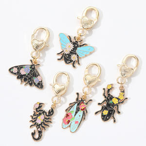 New <strong>Oil</strong> Drip Metal Mini Bee Butterfly <strong>Scorpion</strong> Cicada Insect Versatile Bag Clothing Decoration Metal Keychain - Product Image 1