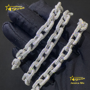Cadena Franco Infinito de Moissanita de 8mm, de Plata de Ley S925, Estilo Hip Hop, Totalmente Iced Out, Pasa Prueba de Diamante, Joyería de Moda de Gran Venta - Product Image 2