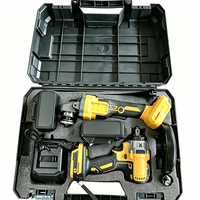 Set Perkakas Listrik Multifungsi 21V Lithium-Ion Tanpa Kabel, Kombinasi Impact Wrench & Angle Grinder, Kotak Perkakas, Produsen OEM, Grosir