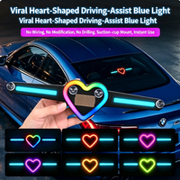 Lampe LED solaire en forme de cœur pour vitre de voiture, lumière d'ambiance RVB colorée pour vitre arrière, avec ventouse, lumière d'avertissement sans fil USB