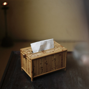 Boîte à mouchoirs en bambou Xiangfei, style chinois rétro fait main, boîte à mouchoirs rectangulaire, convient pour le salon, la salle à manger, le bureau - Product Image 3