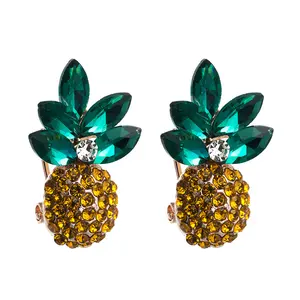 Korean version of the influx of people alloy fruit earrings colorful rhinestones pineapple earrings jewelry