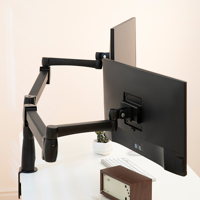 Heavy Duty Gas Spring Monitor Arm VESA Monitor Stand With Clamp and Grommet Base
