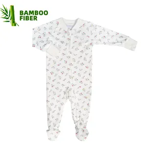Piyama motif bunga untuk bayi laki-laki, pakaian musim semi, romper bambu untuk bayi laki-laki