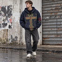 Sweat à capuche unisexe surdimensionné personnalisé avec fermeture éclair, style streetwear, en molleton imprimé vieilli et délavé, pour créateurs, fabricant OEM