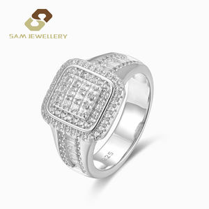 Anillo de Plata de Ley 925 con Diamantes IJ y Halo de Zafiro Blanco, Diseño Ovalado con Pavé, para Mujer - Product Image 6