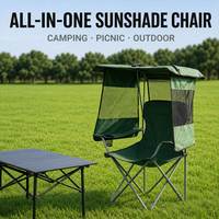 Chaise de camping en fer avec auvent, chaise de plage portable d'extérieur, chaise de pêche respirante, pliable, design moderne, protection solaire