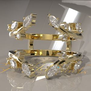 Anillo Personalizable de Oro de 18K con Diamante Cultivado en Laboratorio con Corte Marquise para Mujer, Certificado por IGI, con Banda de Eternidad - Moderno - Product Image 1
