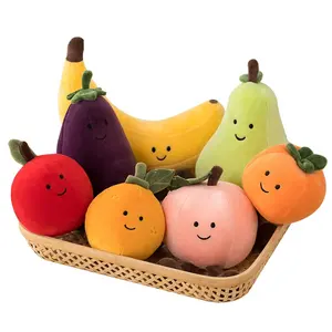 simulation fruit vegetable plush toy decoration dolls wholesale eggplant banana pear peach plushies stuffed animals