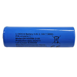 Batterie lithium haute performance ER14505M 3.6V 2100mAh Li-SOCl2, cellule spirale pour appareils sans fil - Product Image 6