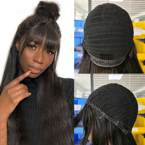 Glueless Bán buôn giá rẻ Fringe bang tóc giả nguyên Trinh lớp biểu bì phù hợp tóc giả tóc con người với những tiếng nổ cho phụ nữ da đen - Product Image 5