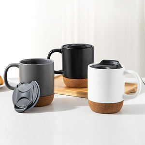 Tasse à café en liège, céramique avec couvercle anti-éclaboussures, adaptée aux hommes et aux femmes, tasses classiques noires durables/ - Product Image 4