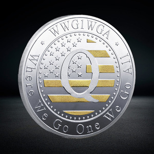 Monedas Conmemorativas Redondas de Qanon Chapadas en Oro y Plata, Monedas de Desafío Q WWG1WGA, Donde Vamos Uno, Vamos Todos - Product Image 6