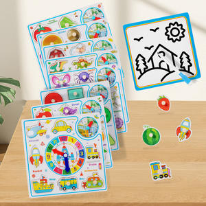 Juguete Educativo <span class=keywords><strong>de</strong></span> Madera para Niños, Pizarra <span class=keywords><strong>de</strong></span> Doble Cara con Formas para Reconocer y Combinar, Borrable, Venta al Por Mayor - Product Image 2