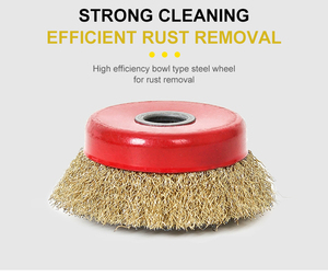 2.5 pouces fil métallique tasse <span class=keywords><strong>brosse</strong></span> épaisse tressé fil roue pour meulage et polissage, cuivre plaqué acier fil matériel 14mm trou - Product Image 2
