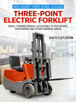 Chariot élévateur électrique 3 roues 1 tonne à batterie plomb-acide, déplaceur latéral hydraulique, levée 2m, idéal pour allées étroites - Prix bas, haute performance