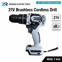 Perceuse sans fil 21V sans balais avec mandrin auto-serrant 13 mm et embrayage à couple réglable pour travaux d'assemblage et de réparation