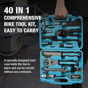 Kit de Reparación de Bicicletas de 40 Piezas OEM, Operado a Mano, con Estuche Rígido y Herramientas Metálicas para Mantenimiento de Cadenas y Neumáticos de Bicicletas de Montaña/Carretera - Product Image 4