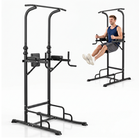 Torre de Ejercicios Multifuncional con Barra de Dominadas y Estación de Dips de Altura Ajustable, Ideal para Entrenamiento de Fuerza y Calistenia en Casa