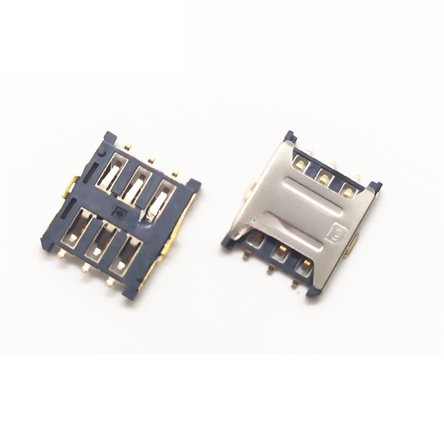 SIM 6P micro-card mobile phone card slot pull-out Pull Type Smart card Connector