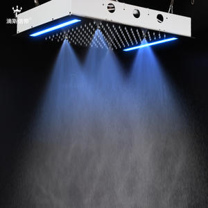 Pommeau de douche suspendu Dissi Sindi en acier inoxydable 50x36cm avec LED arc-en-ciel, effet pluie et massage, à monter au plafond - Product Image 1