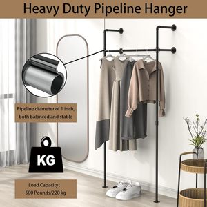 YIJIALE Stand <strong>Clothes</strong> Rack Metal <strong>Clothes</strong> Racks <strong>Rails</strong> <strong>Wall</strong> <strong>Mounted</strong> <strong>Clothes</strong> Racks - Product Image 6