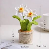 Nouvelle fleur artificielle en pot de narcisse, faite à la main au crochet, pour décoration intérieure ou à suspendre au tableau de bord de la voiture